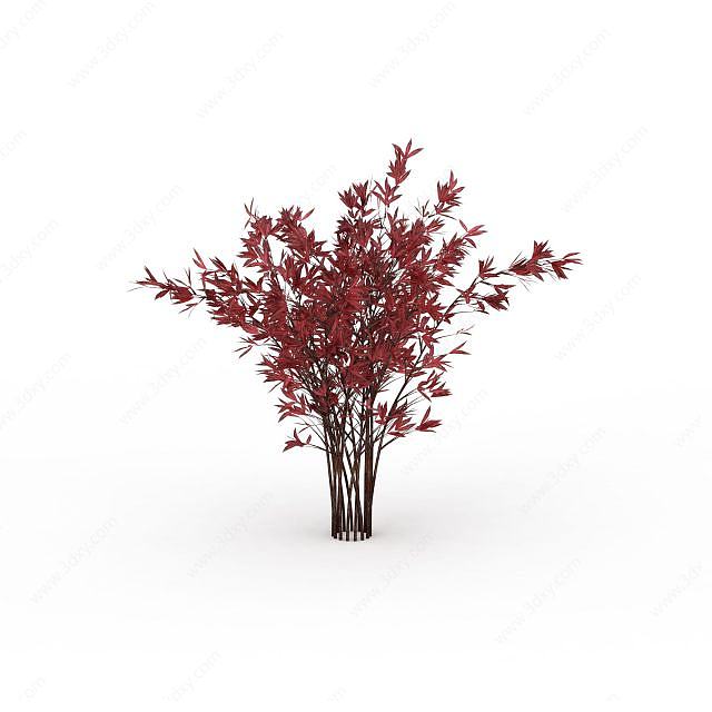 红色灌木3D模型