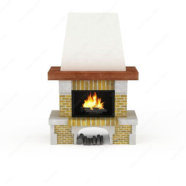 真火壁炉3D模型
