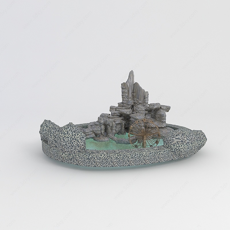 园林假山喷泉3D模型