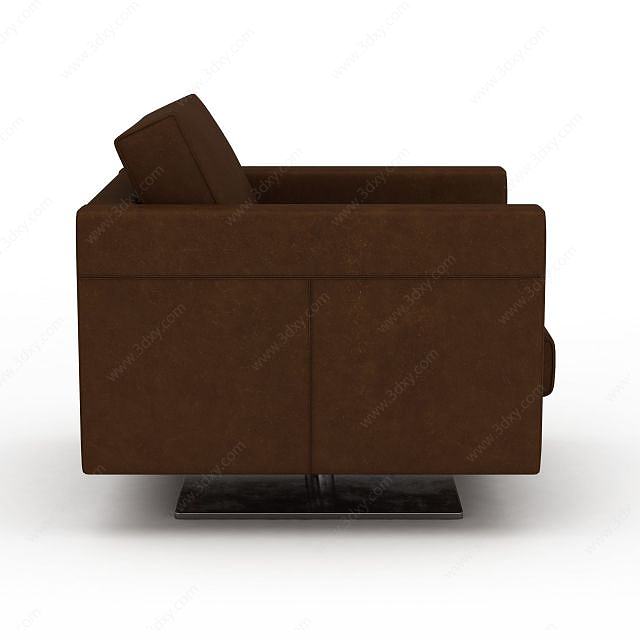 棕色方形单人沙发3D模型