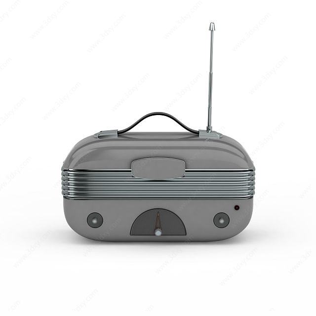 灰色老式收音机3D模型