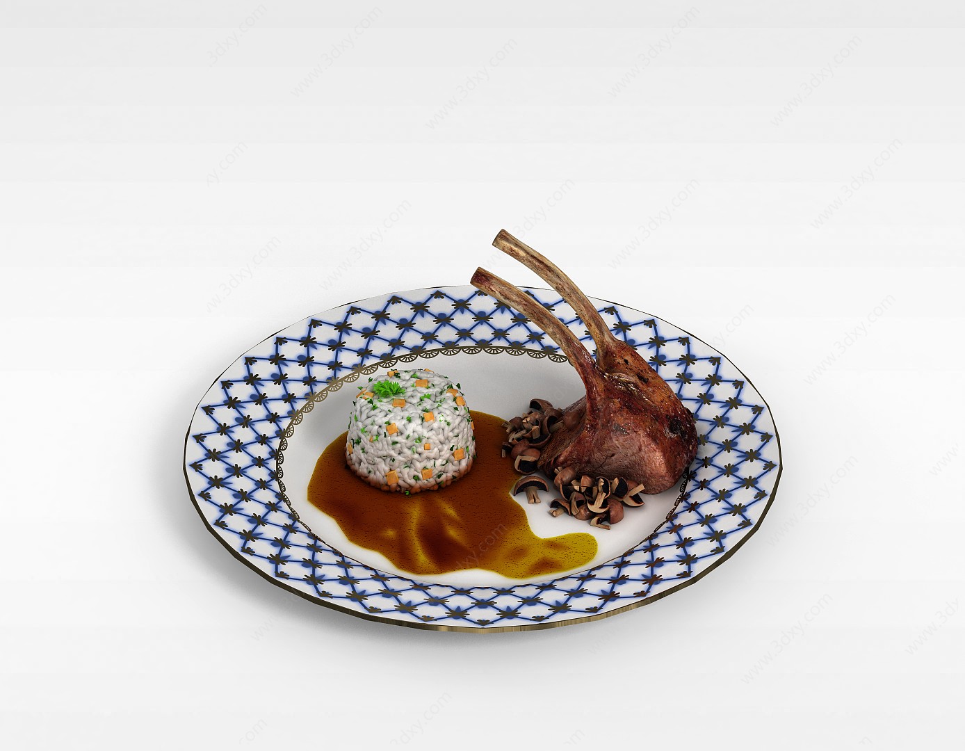 咖喱饭陶瓷盘子3D模型