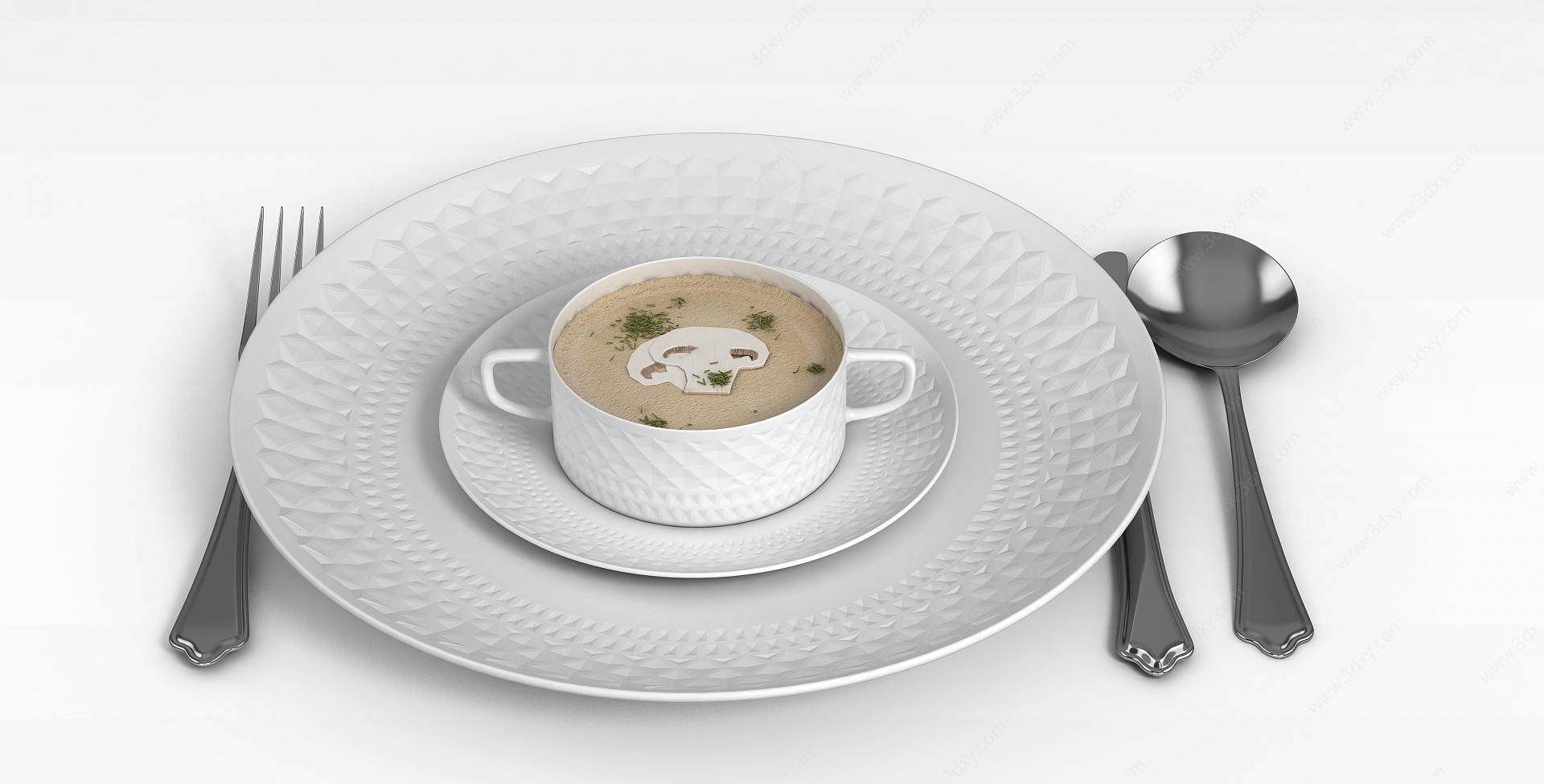 白色陶瓷餐具3D模型