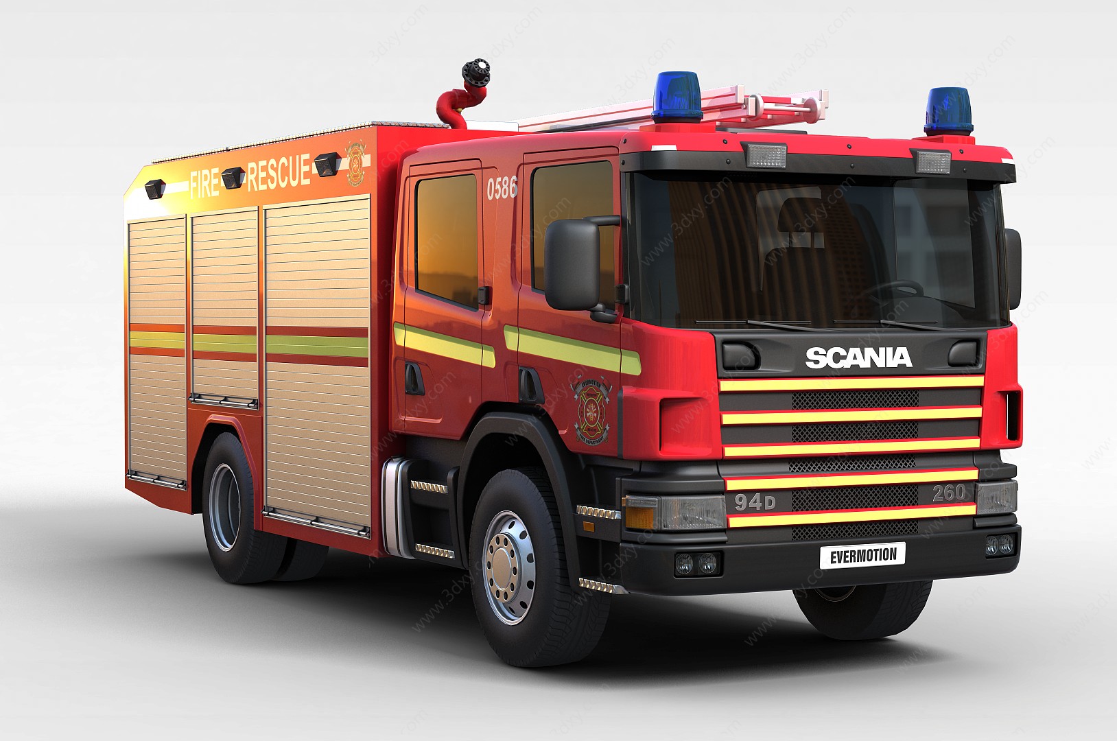 红色消防车3D模型