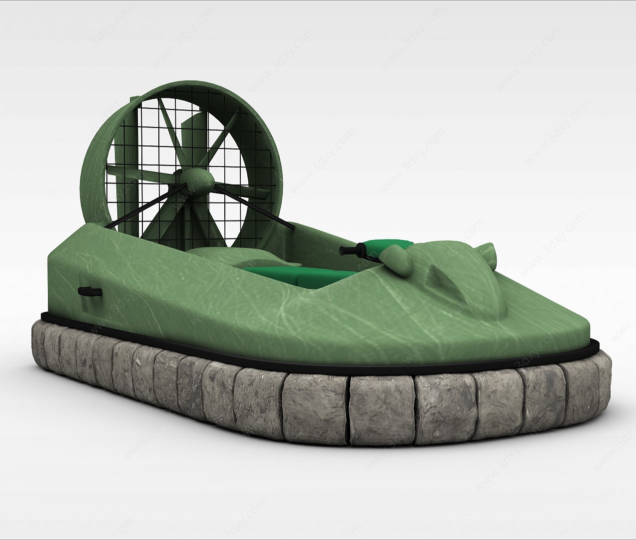 军绿色机动车3D模型