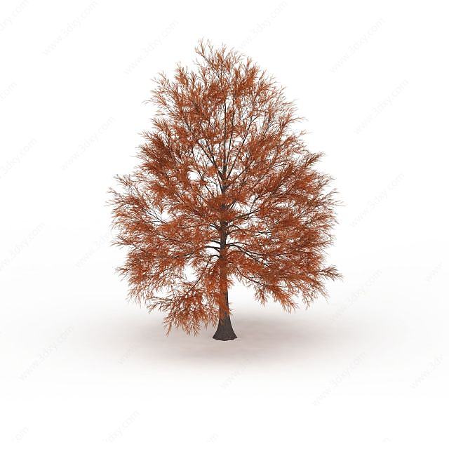 红色叶子树木3D模型