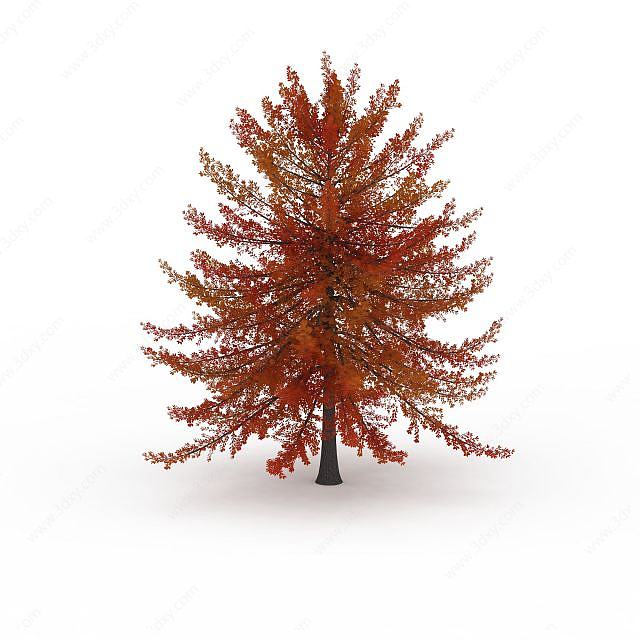 红色叶子树木3D模型