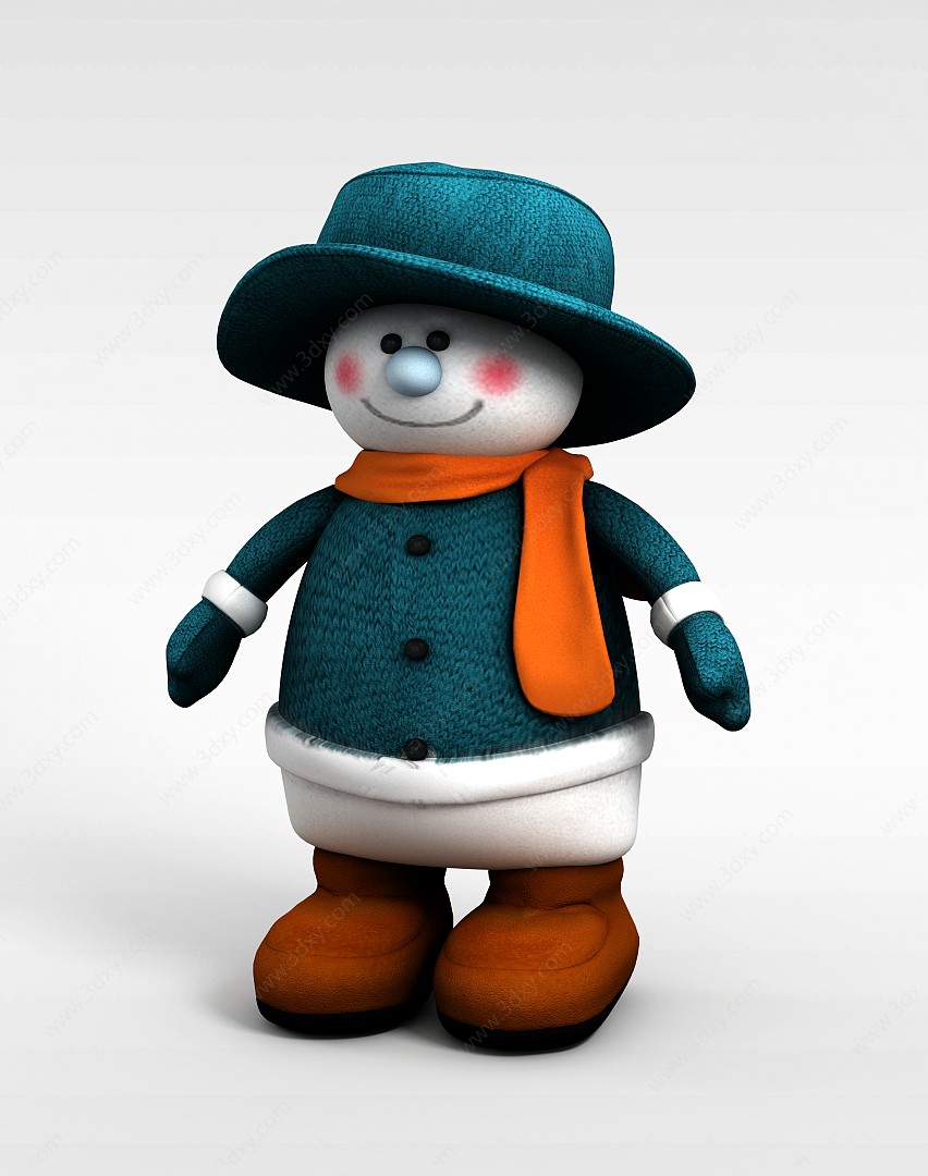 蓝色雪人玩具3D模型