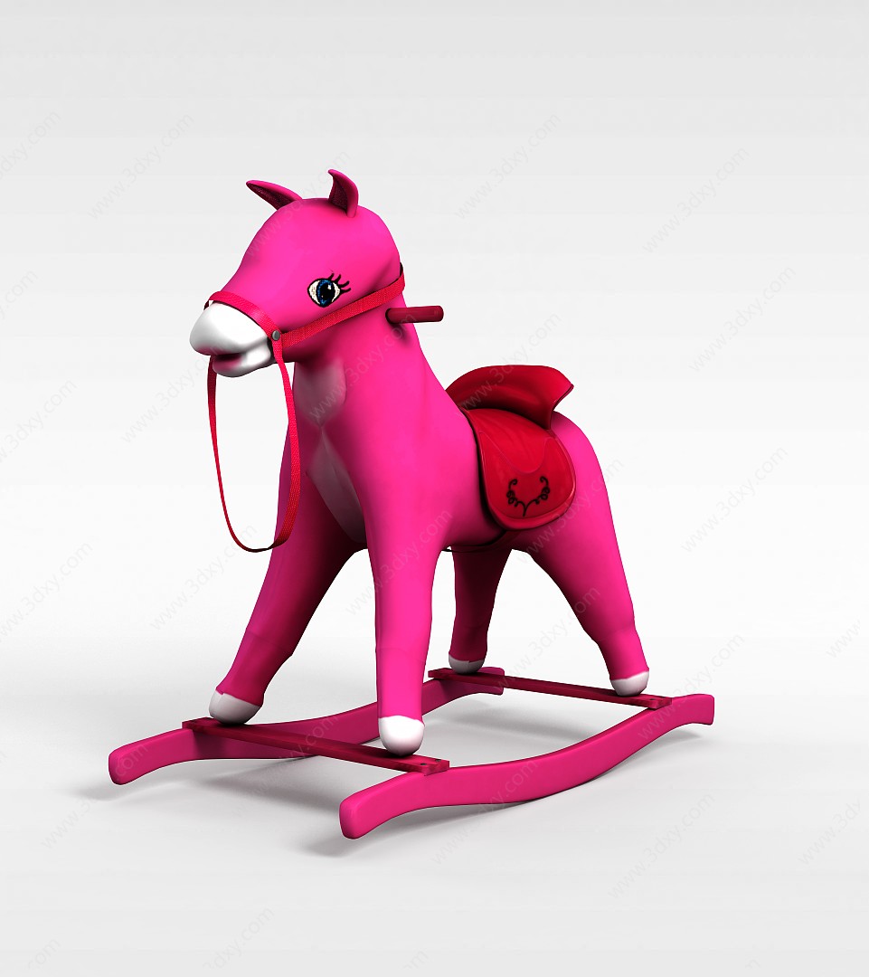 粉红木马摇椅3D模型