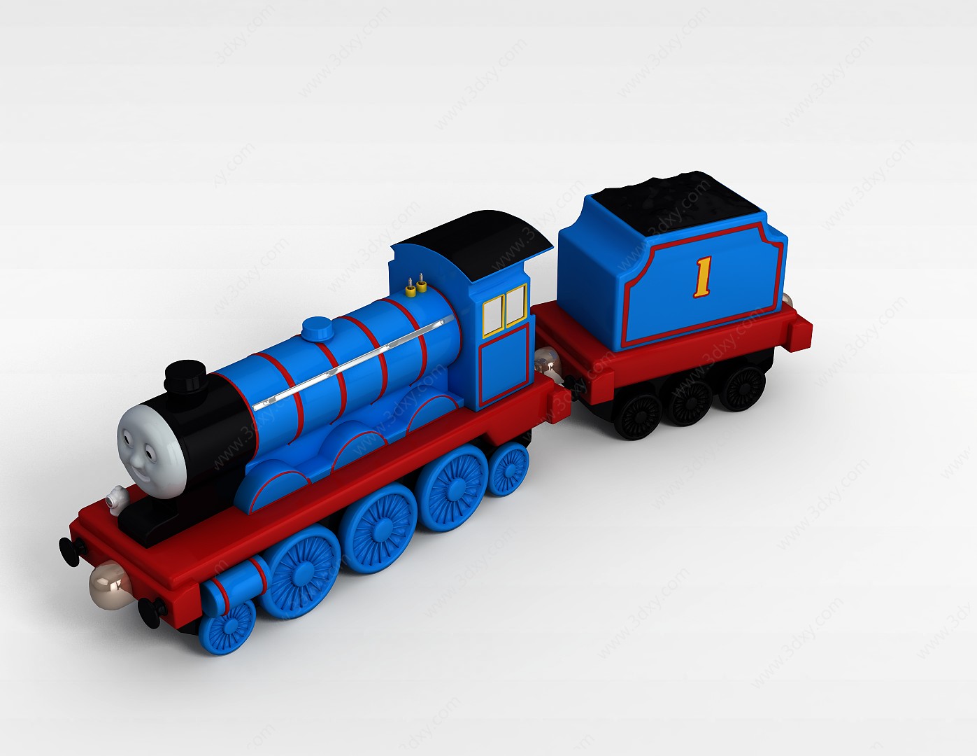 蓝色火车玩具3D模型