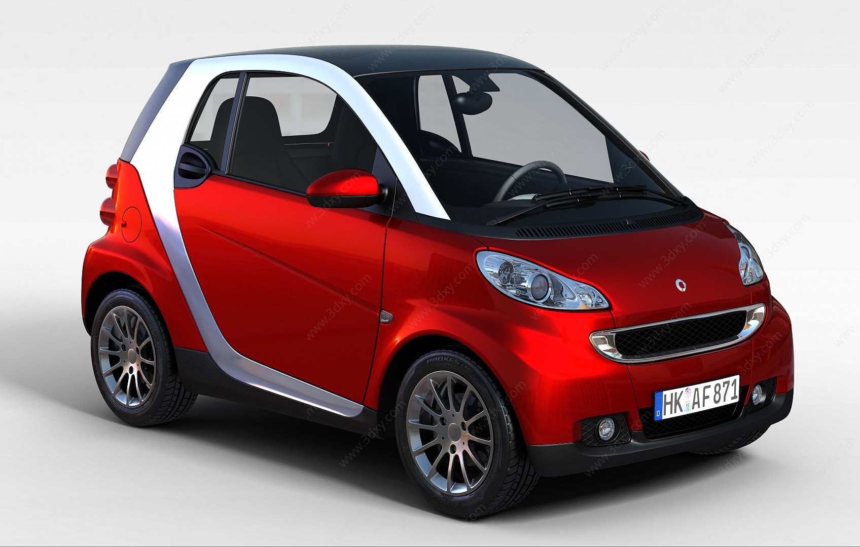 红色smart汽车3D模型