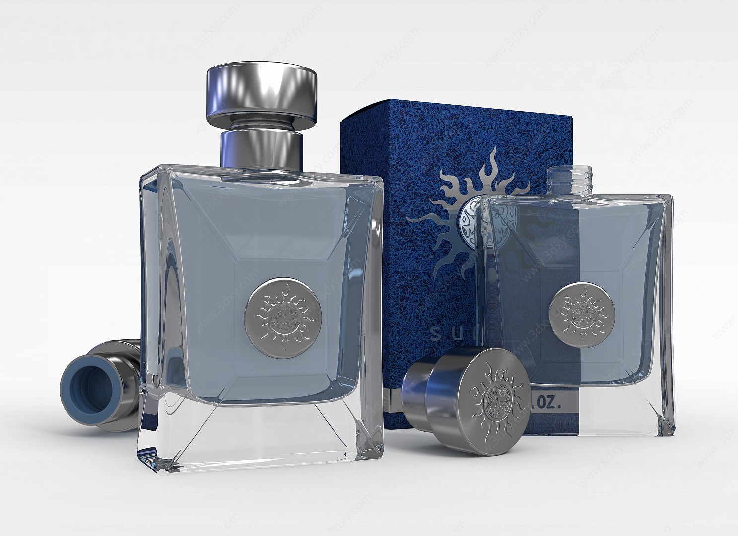 蓝色玻璃瓶香水3D模型