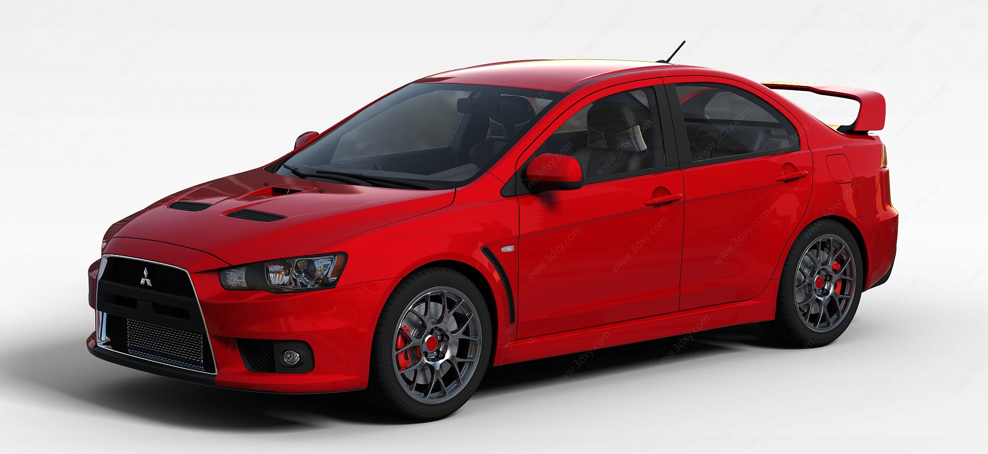 红色三菱四门汽车3D模型
