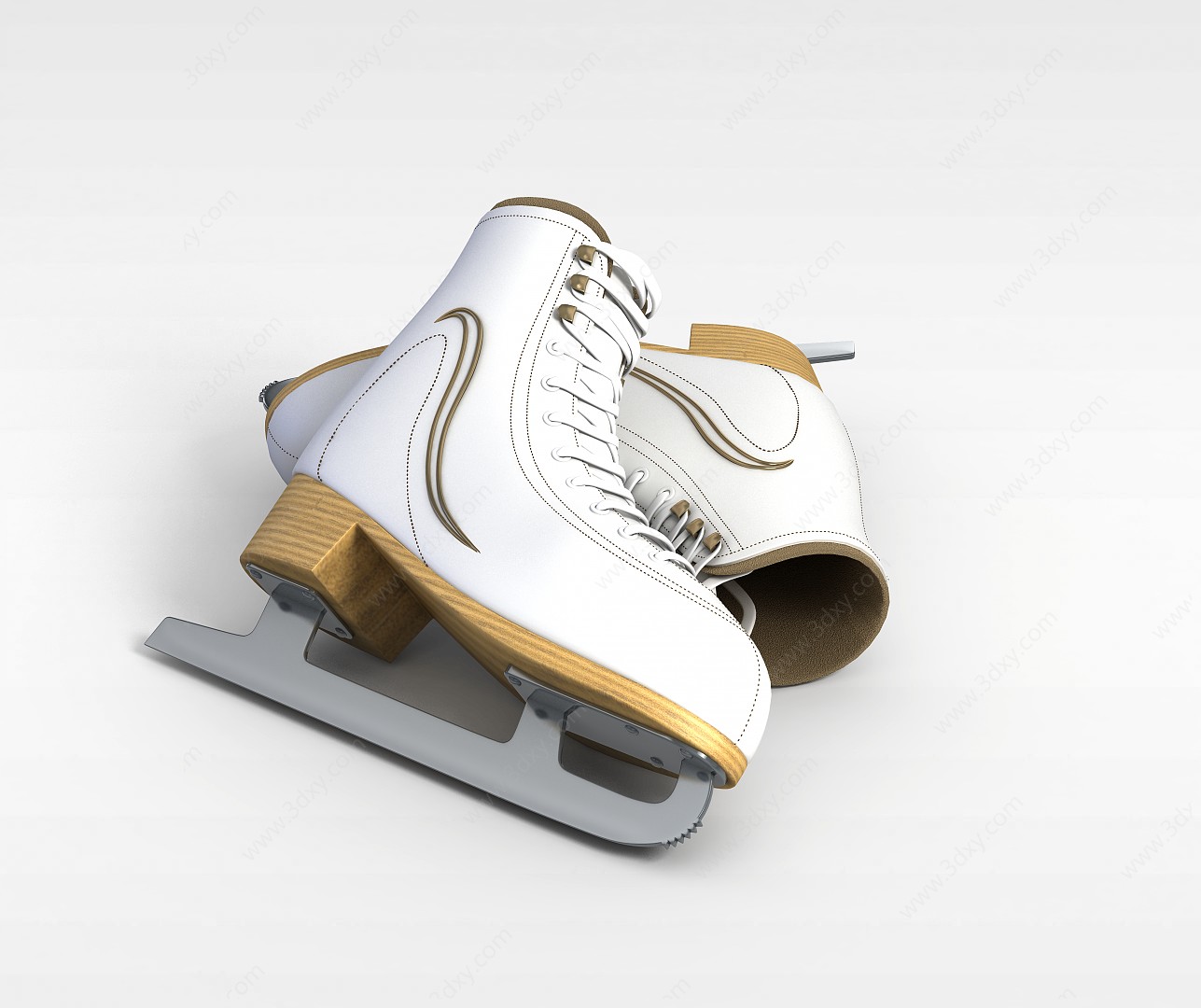 白色冰鞋3D模型