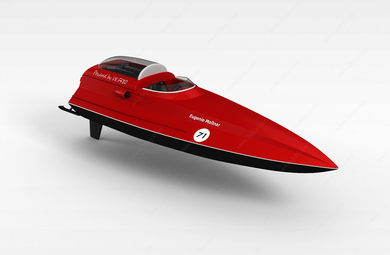 红色游艇3D模型