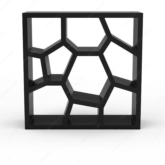 中式镂空木窗3D模型