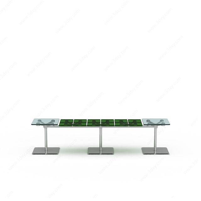 绿色透明长凳3D模型