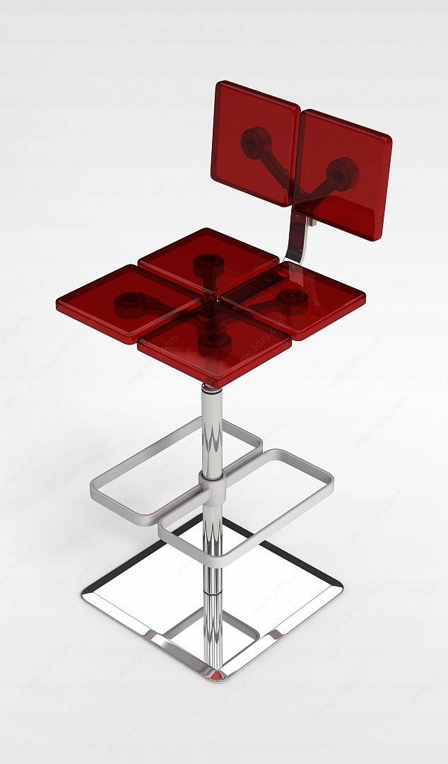 红色创意升降椅3D模型