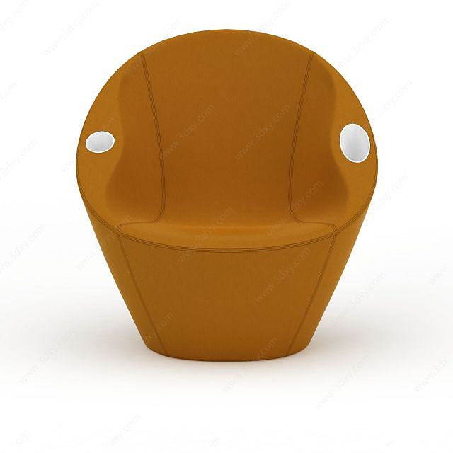 圆形黄色沙发3D模型