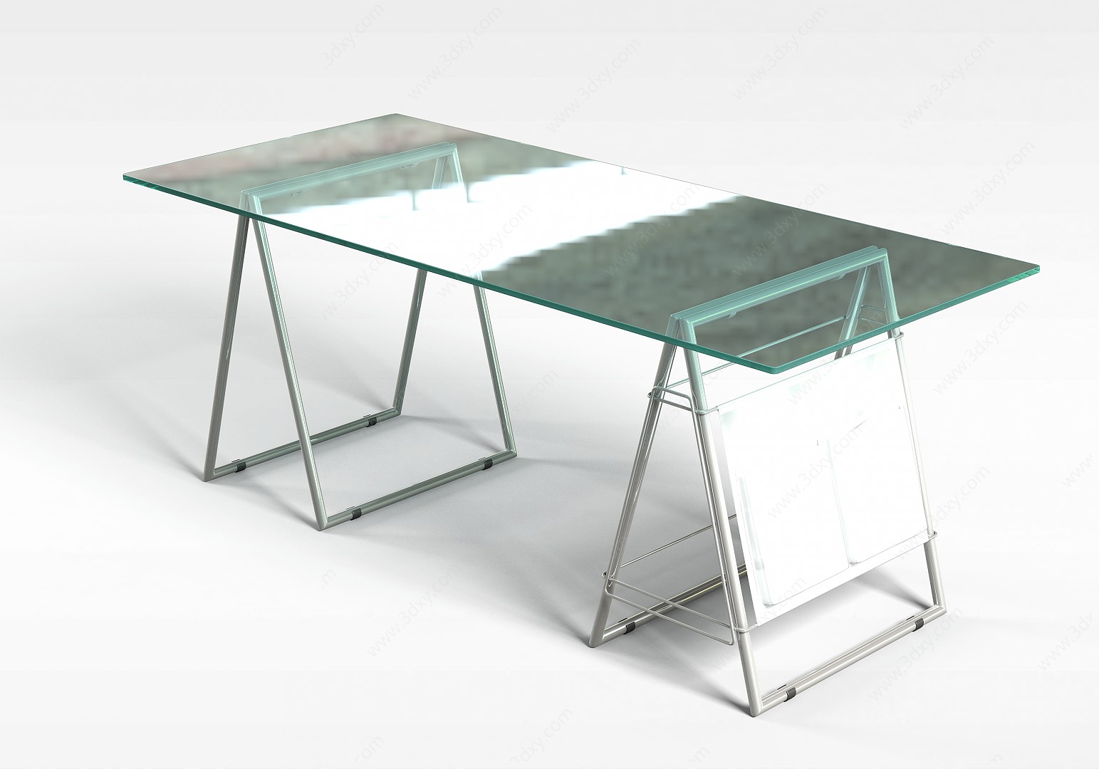 蓝色透明桌子3D模型
