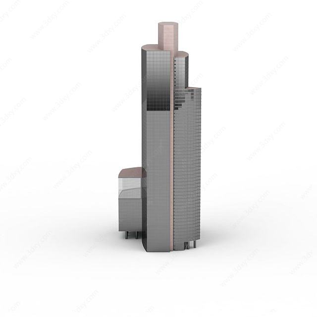 灰色现代楼房3D模型