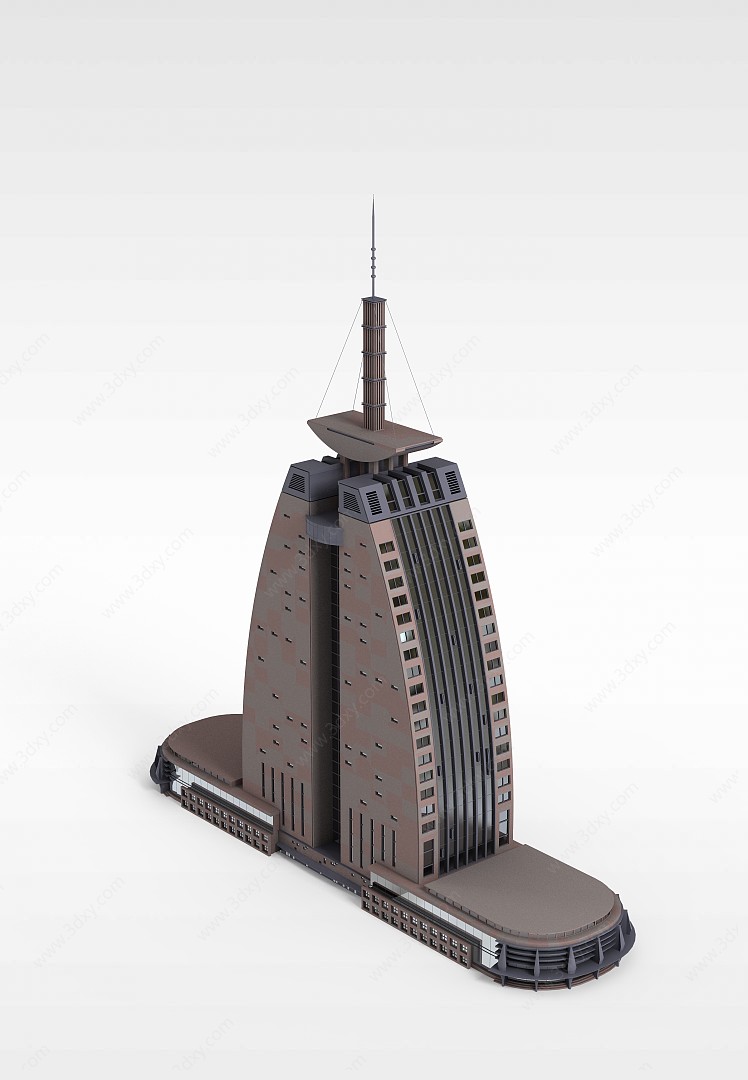 褐色异形建筑物3D模型