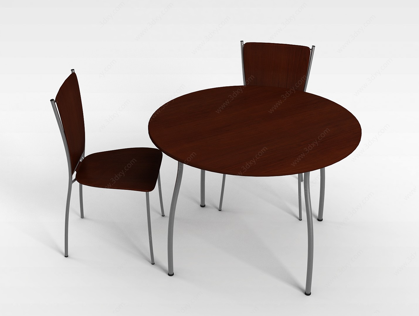 实木圆桌椅3D模型