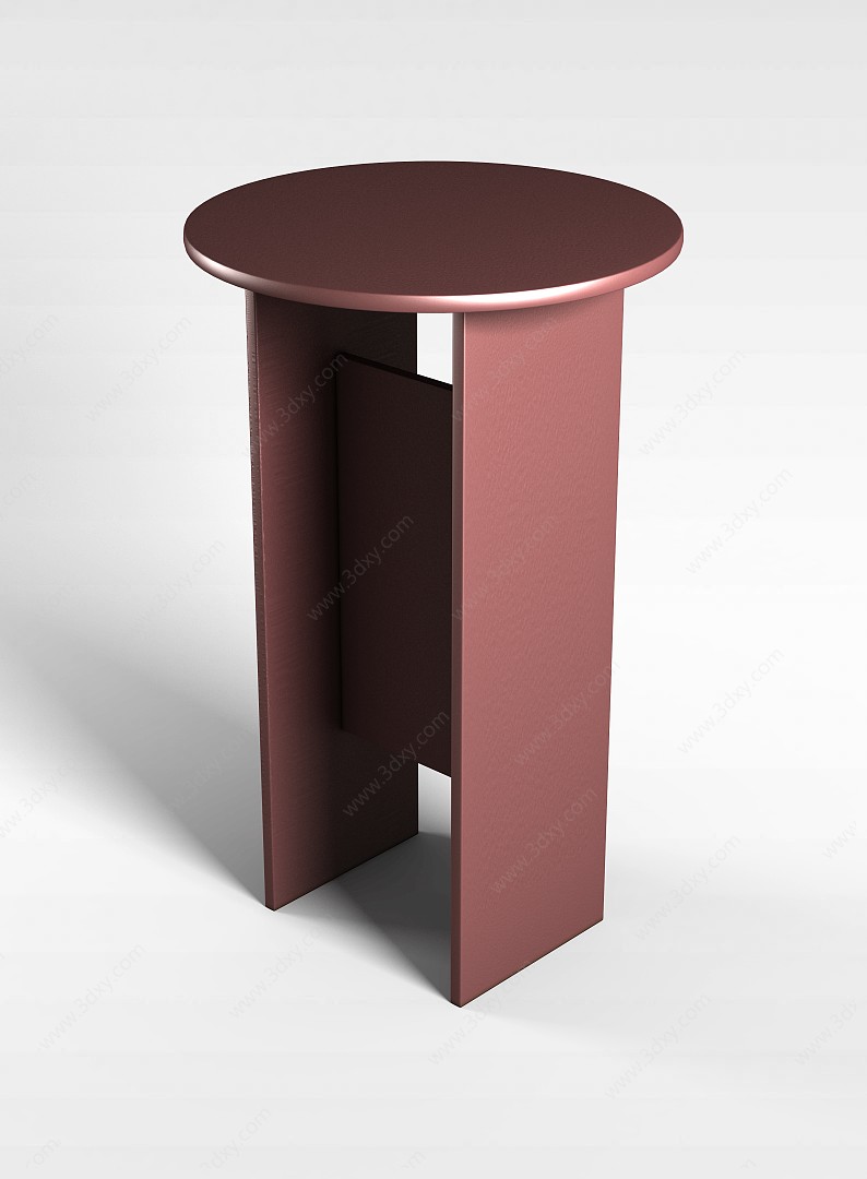 褐色实木桌3D模型