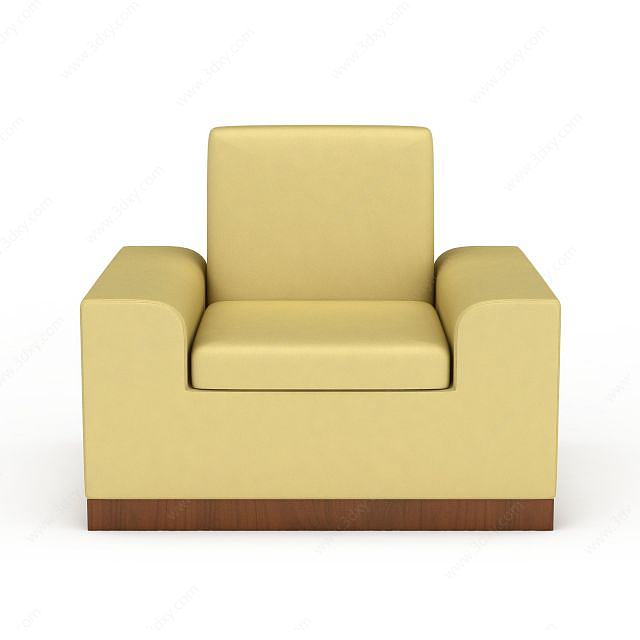 黄色布艺沙发3D模型