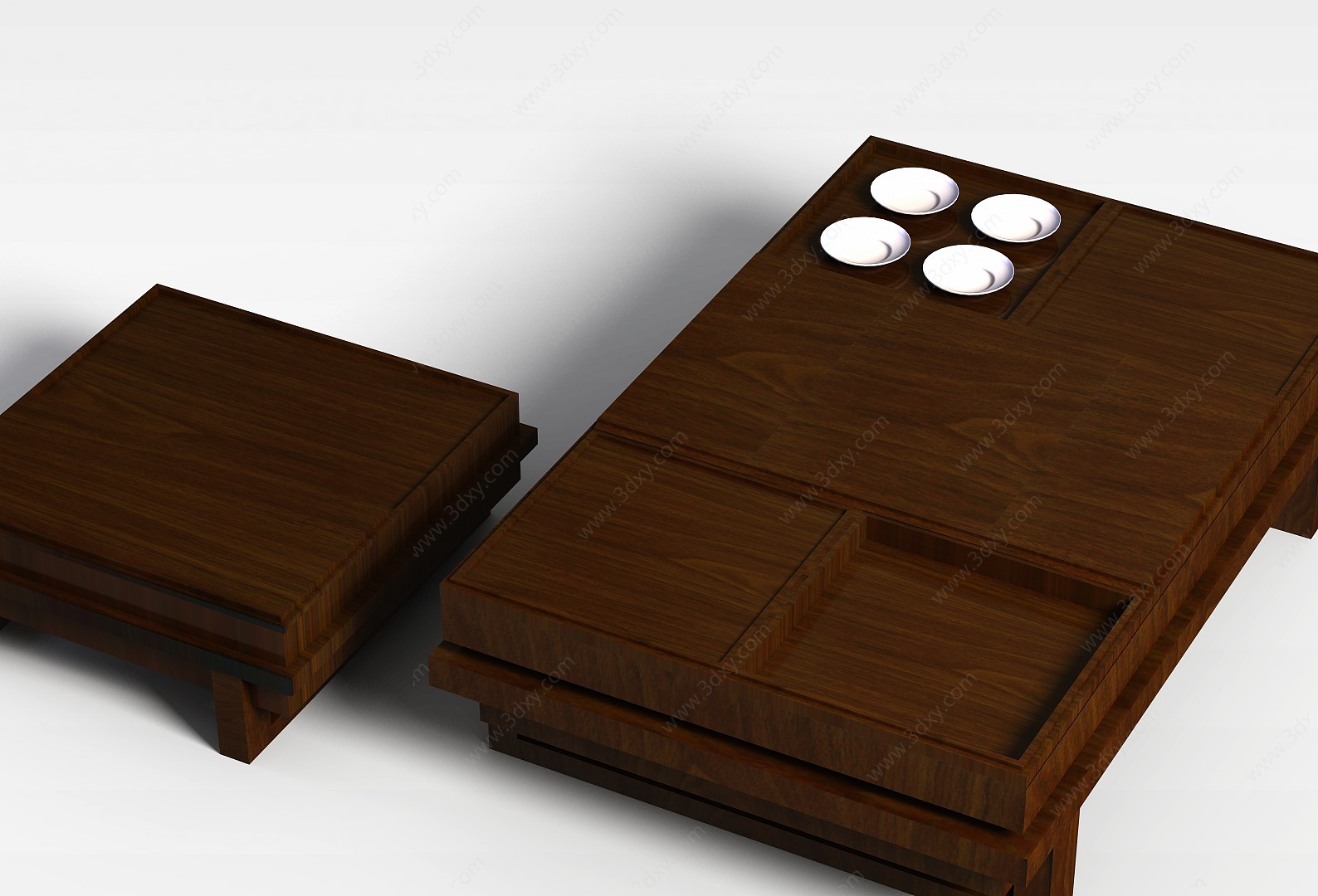 褐色实木桌子3D模型