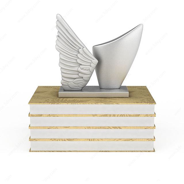 金属翅膀饰品3D模型
