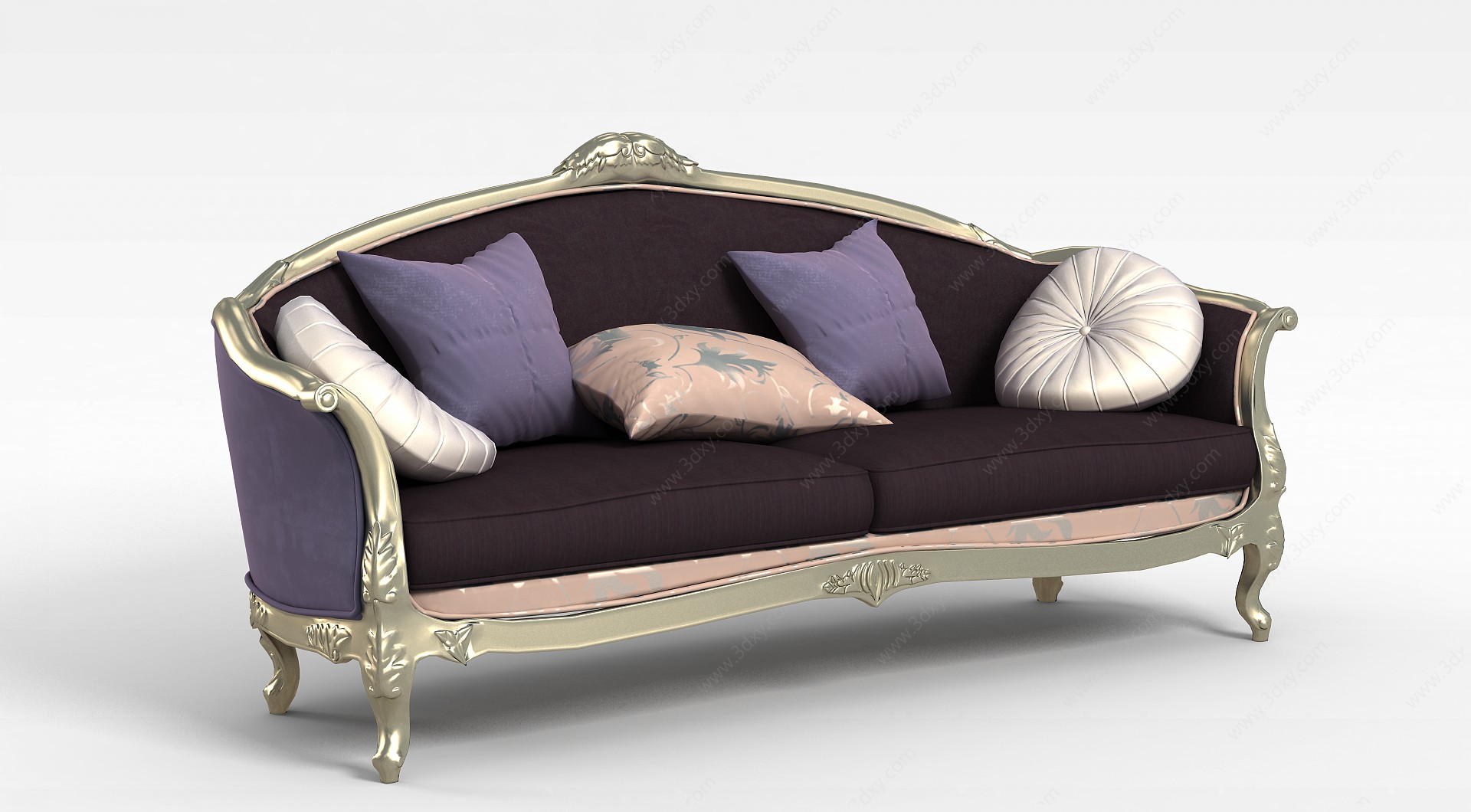紫色双人沙发3D模型