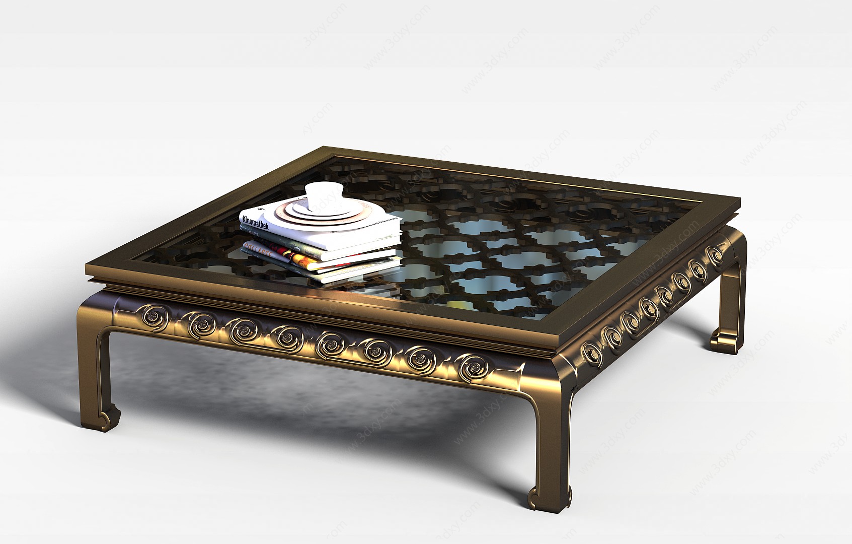 木质镂空桌子3D模型