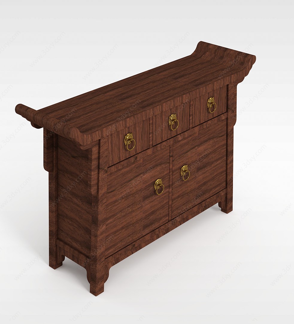复古木制柜子3D模型