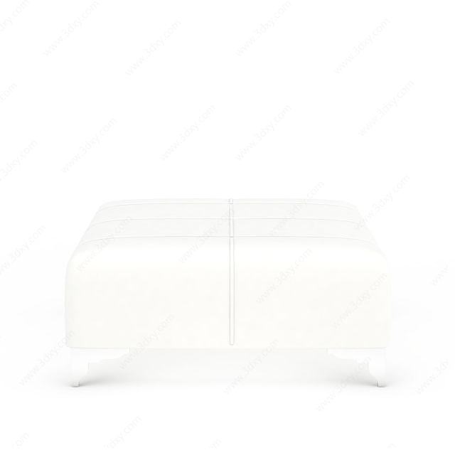 纯白色沙发凳3D模型