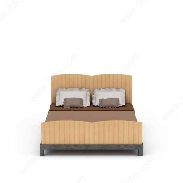 木制双人床3D模型