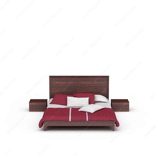 日式木制床3D模型