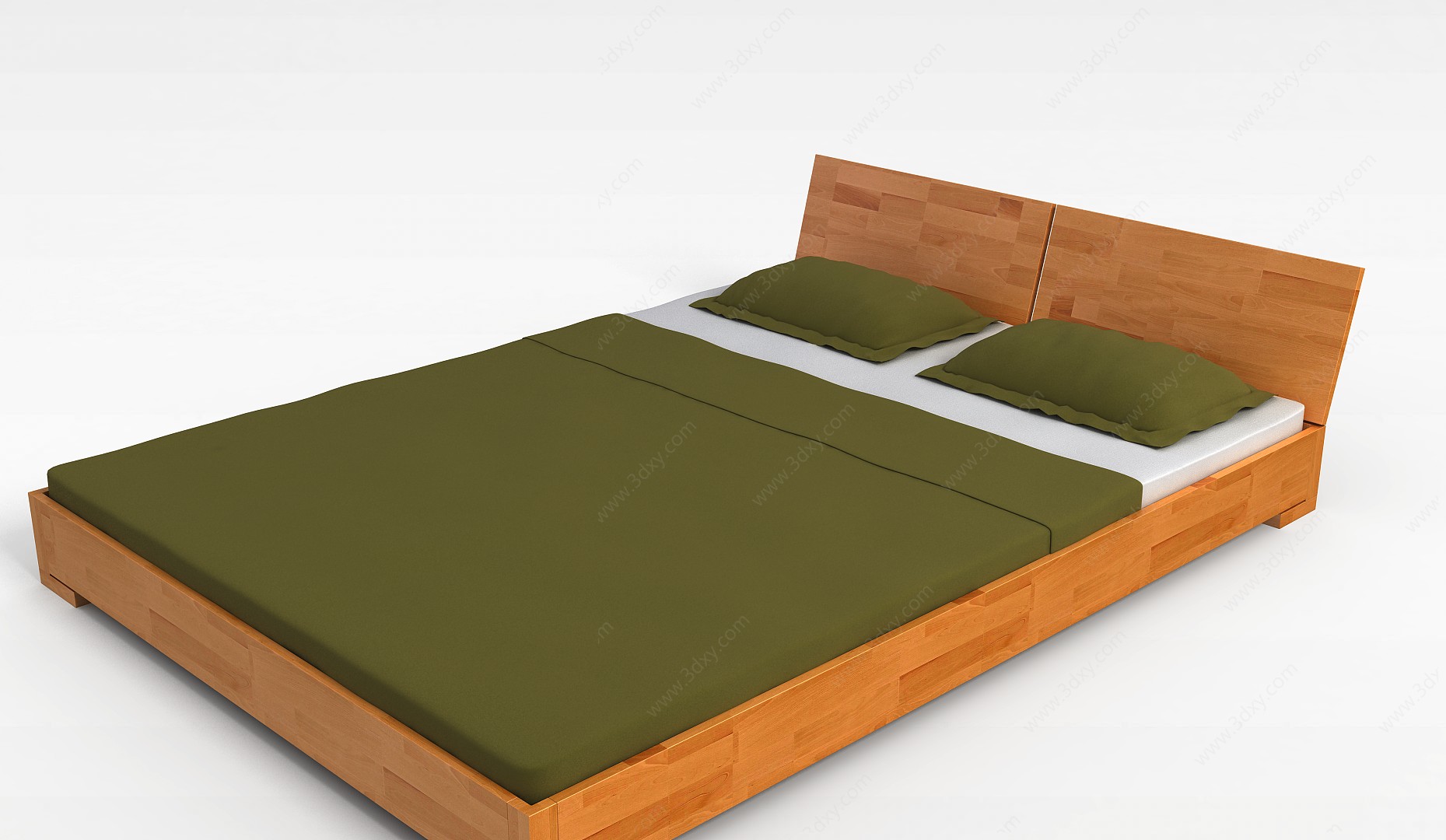 日式双人床3D模型