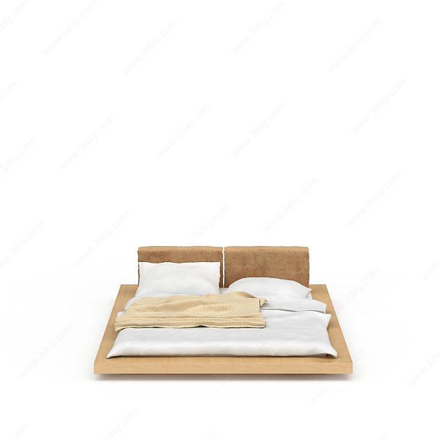 日式双人床3D模型