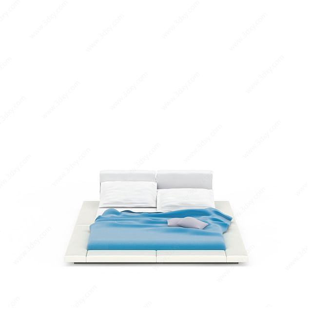 白色地铺床3D模型