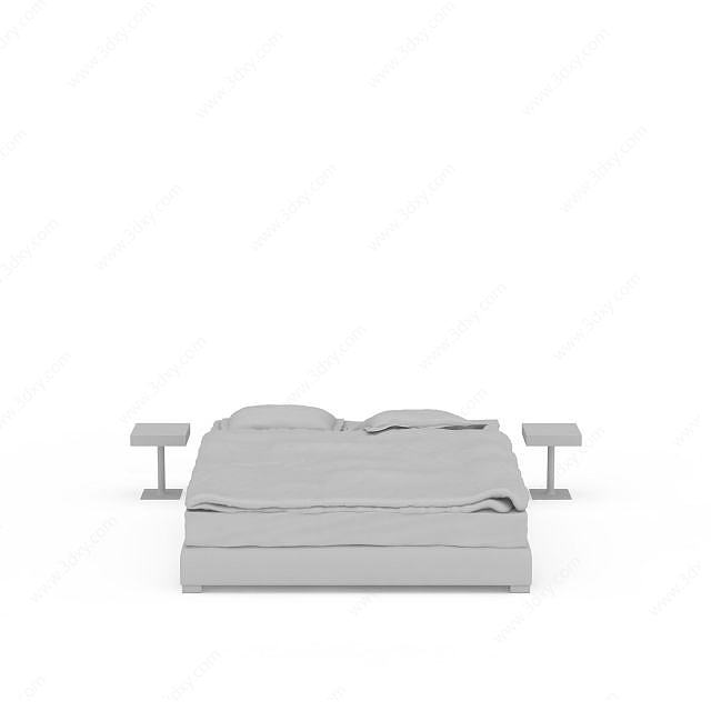 灰色现代软床3D模型