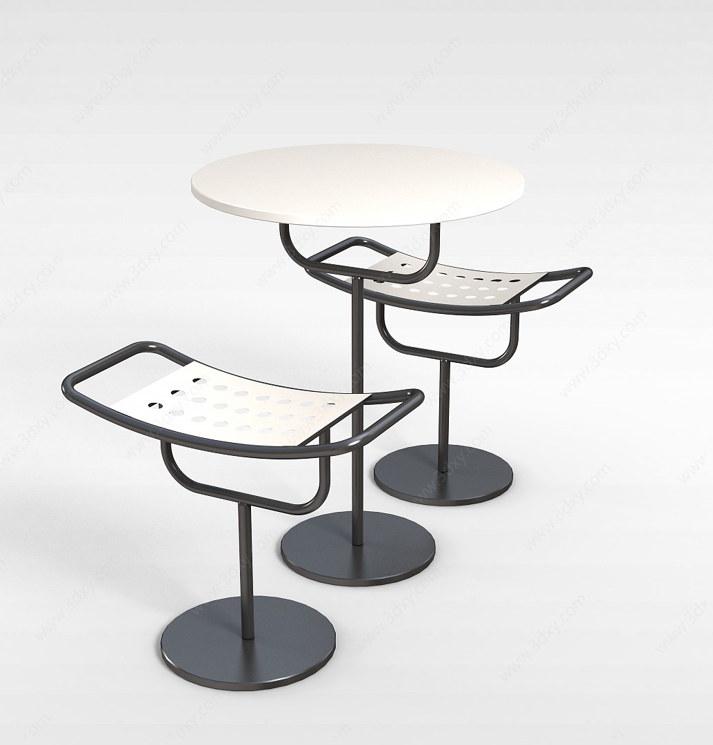 白色桌椅两件套3D模型