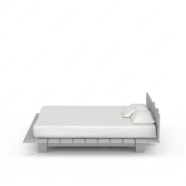 白色现代 床3D模型