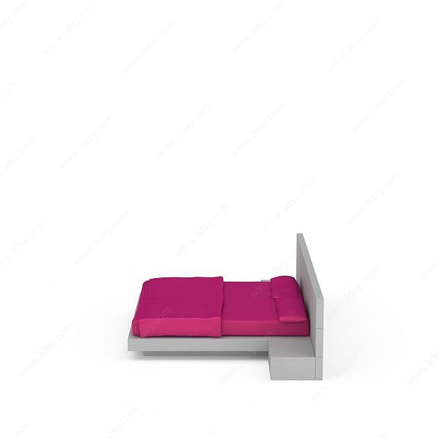 现代粉色床3D模型