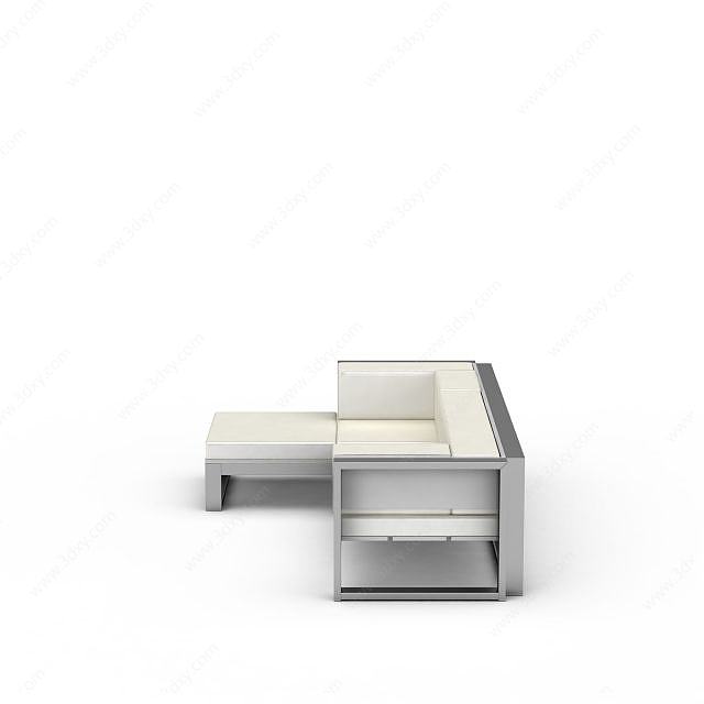 白色皮质沙发3D模型