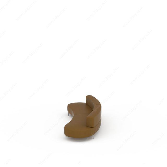 褐色弧形沙发3D模型