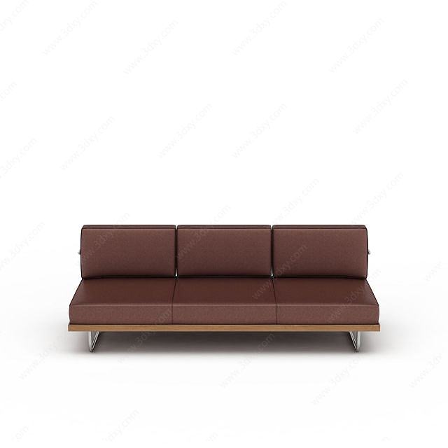 褐色多人沙发3D模型