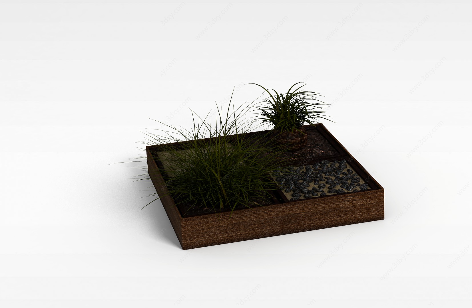 绿色草盆景3D模型