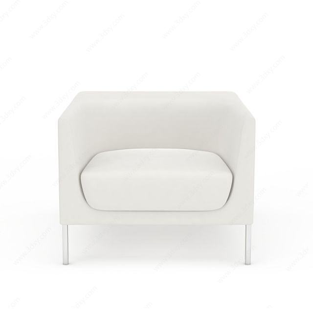 白色布艺沙发椅3D模型