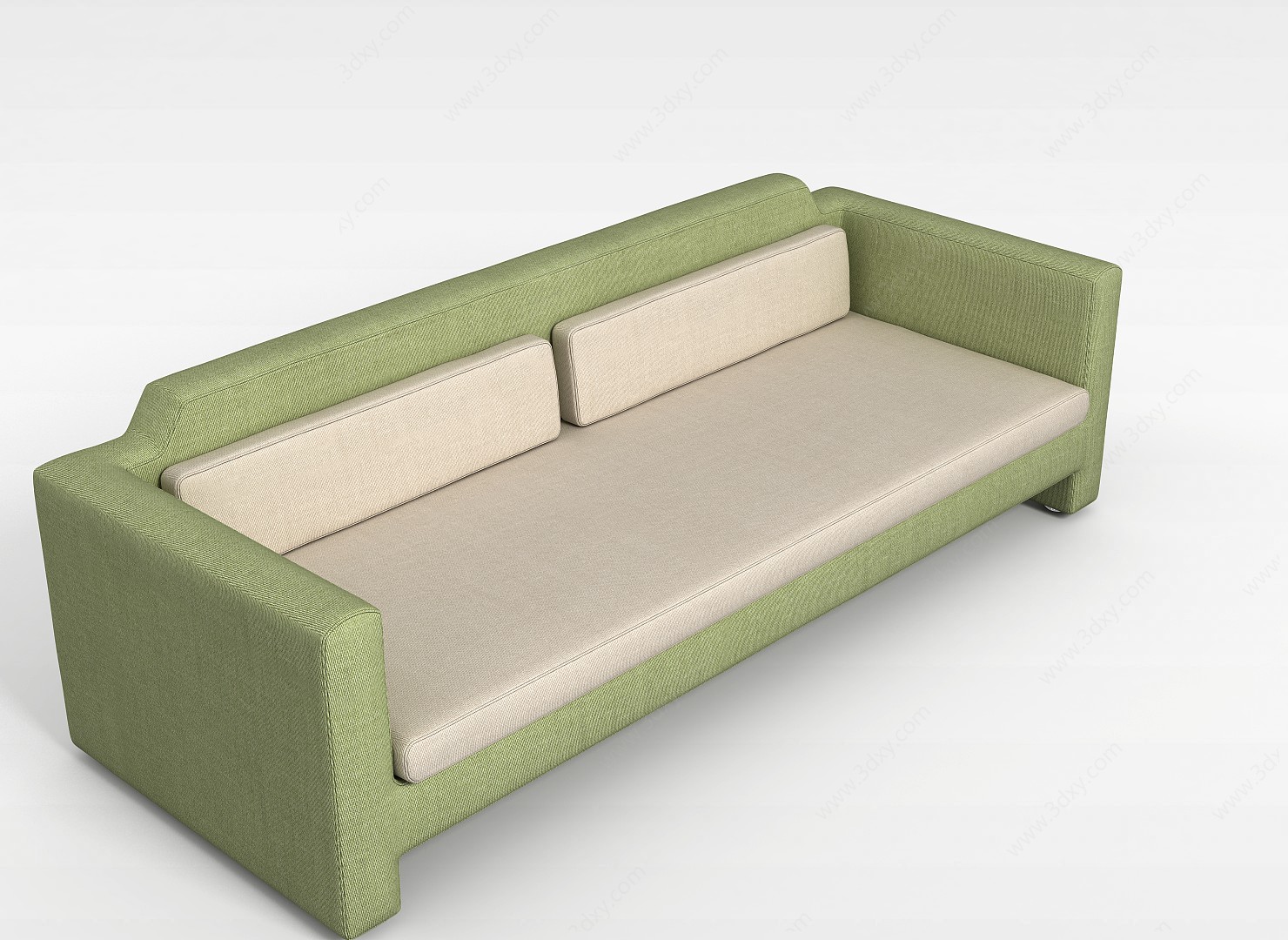 多人绿色沙发3D模型
